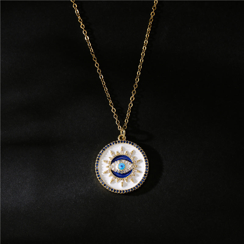 Wholesale White Devil's Eye Pendant Gold Plated Necklaces